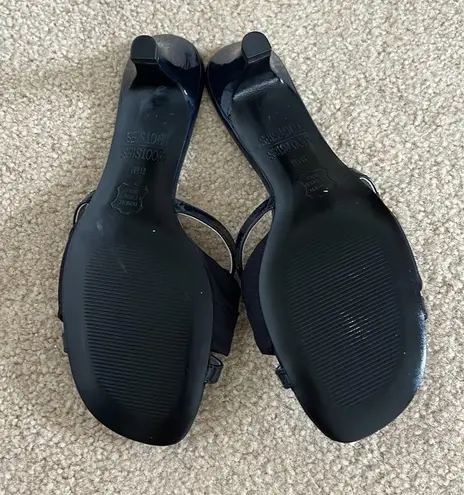Mootsies Tootsies Navy Blue Fabric/Patent Leather Sandals sz 8.5
