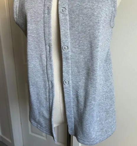 Grey Hoodie Vest, Gray Sleeveless Sweatshirt, Button Down