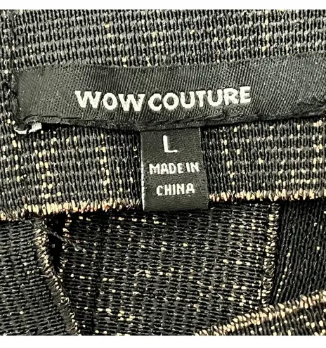 Wow Couture Metallic Sparkly Cut Out Caged Strappy Mini Dress Black Gold Large