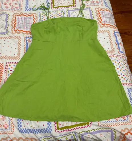 Old Navy Fit & Flare Lime Green Tie-Shoulder Mini Cami Dress