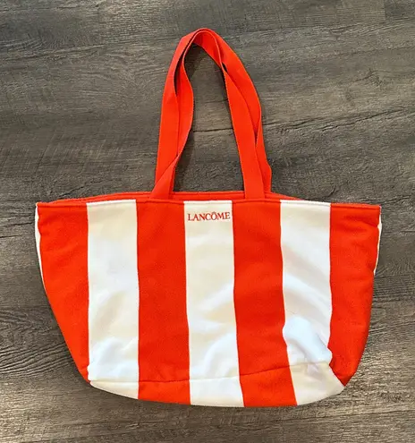 Lancôme Red & White Striped Beach Terry Cloth Tote Bag