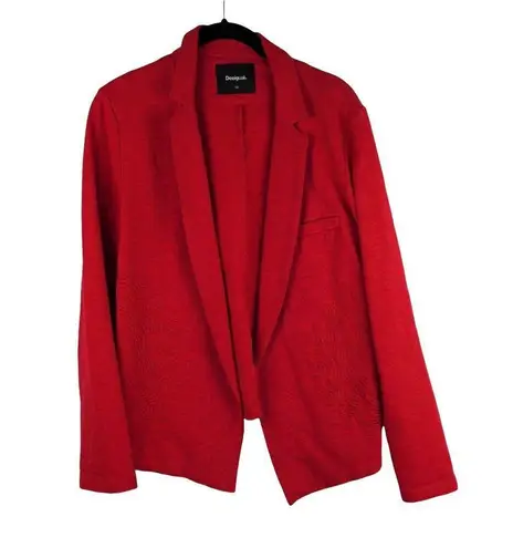 Desigual Womens Red Embroidered Long Sleeve Blazer Jacket Size tall S