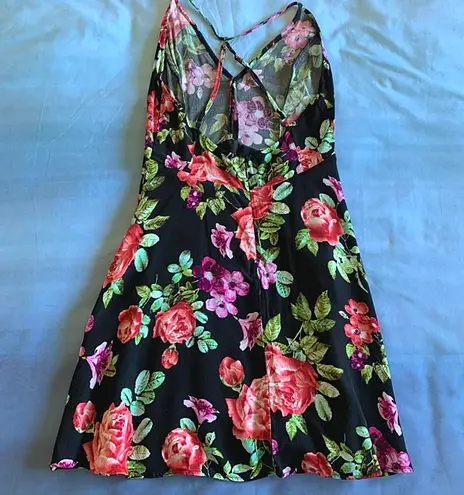 Forever 21 Dark Floral Strappy Back Mini Dress