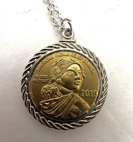 Sacajawea coin replica pendant necklace Silver