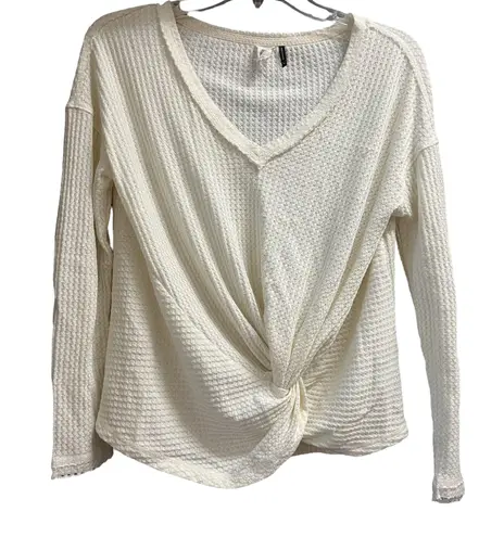 Free People Waffle Knit Twist Front Top