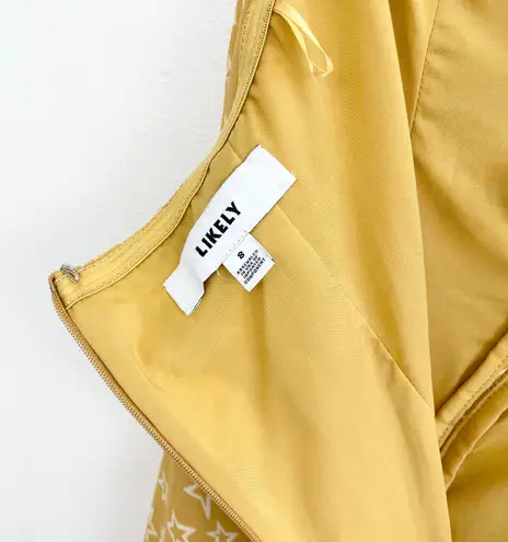 Likely Ali Yellow Star Strapless Ruffle Midi Dress