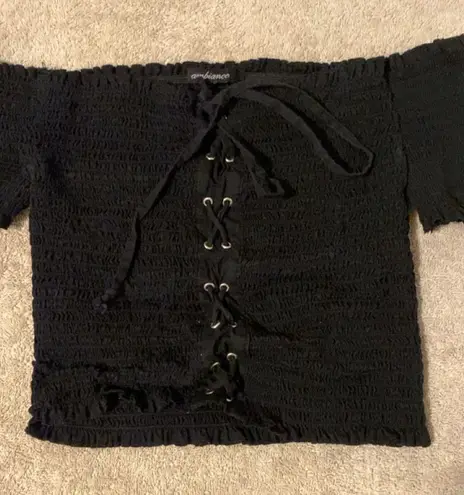 Ambiance Apparel Black Off The Shoulder Top