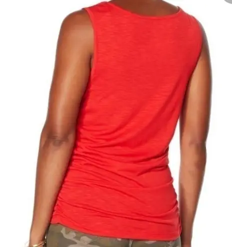 Skinny Girl stretch slub jersey knit side ruched tank top red S