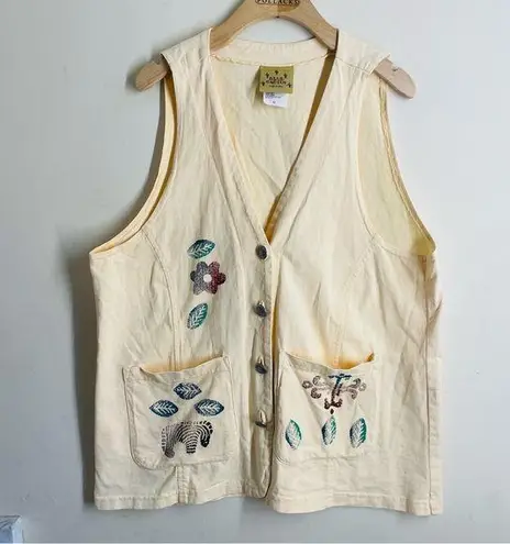 Blue Cactus Vintage Artsy Yellow Vest made in USA size M Size M