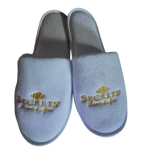 Hyatt Secrets Cabo San Lucas Hotel Resort Golf Spa SLIPPERS Unisex One Size NEW White