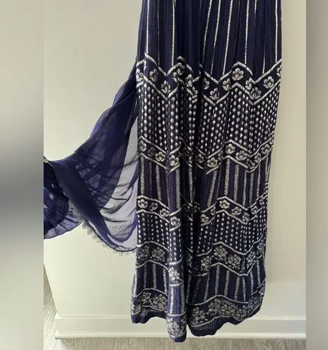 SANI Purple Anjali Metallic Embroidered Anarkali with Dupatta L Size L