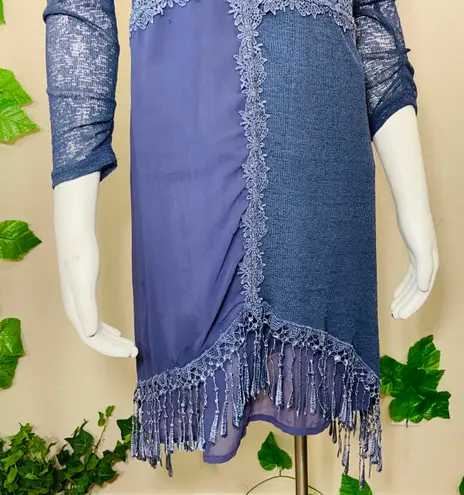 Pretty Angel Mauve Purple Knit Silk Floral Dress