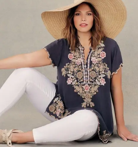 Johnny Was extremely heavily embroidered Tallum tunic NWT