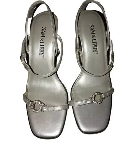 Sam & Libby GRAY / SILVER HEELED SANDALS SIZE 6.5