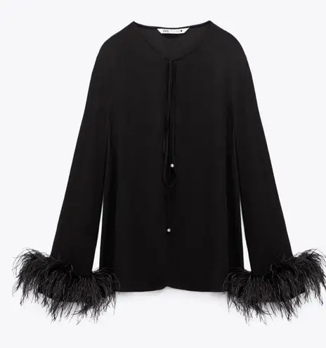 ZARA feathered flowy blouse