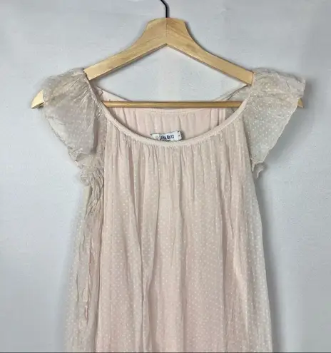 Luisa Ricci Light Pink Smocked Bottom Silk Polka Dot Short Sleeve Blouse S