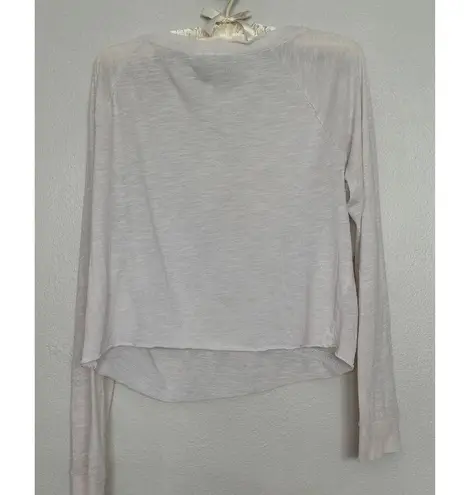 PINK - Victoria's Secret Victoria’s Secret PINK Scoop White Silver Sequin Long Sleeve Sheer Tee Size M