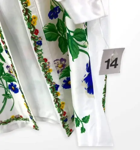90s TOP NOTCH Vintage White Floral Shirt Jacket Blouse Size 14