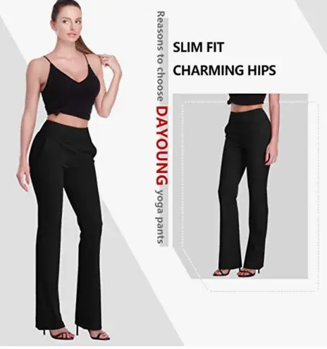 Dayoung Bootcut Yoga Pants for Women Tummy Control Workout Bootleg Pants High Waist 4 Way Stretch Pants
