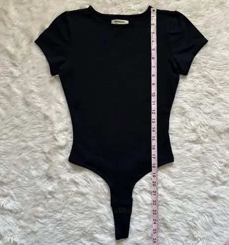 Madewell Bodysuit Crewneck Thong Short Sleeve Cotton-Blend True Black S NWT New