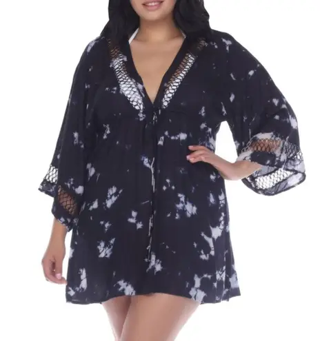 Raviya Blue Tie Dye Beach Swim Cover Up 0X Vacation Resort Bohemian