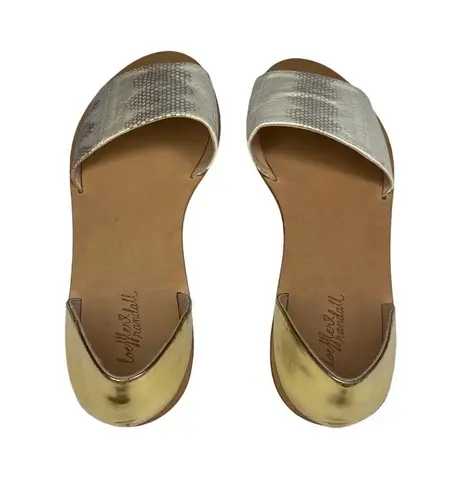 Loeffler Randall new ❁ Sawyer Snake Flat Sandals ❁ Ivory Metallic Gold Leather ❁