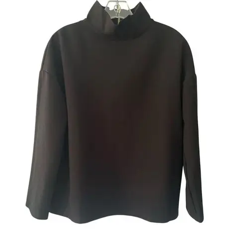 Emerson Fry Edie Ponte Mock neck long sleeve Black Knit Top Sz L Size L