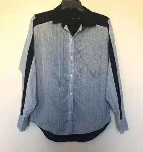 J Brand  Blue/White Pinstripe Button Down Blouse- Size Small