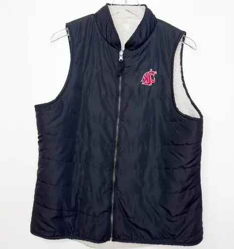 Women's WSU Cougars Reversible Fleece Black Vest L/XL Size L