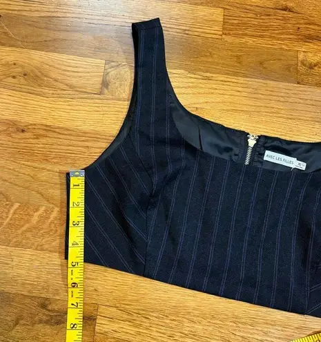 Avec Les Filles Womens XL Pin Stripe Suit Sleeveless Zip Crop Top Corporatecore