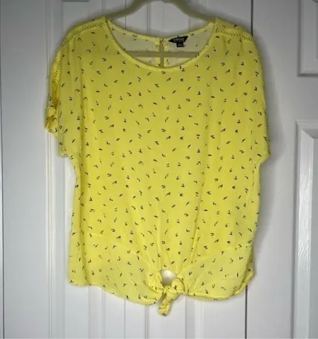 Buffalo David Bitton Yellow Tie Front Blouse, Large
