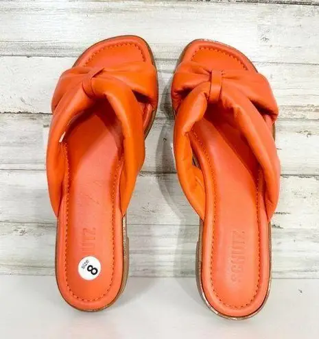 Schutz Sandals Women Size 8 Puffy Fairy Leather Slide Puffed Cross Over Summer