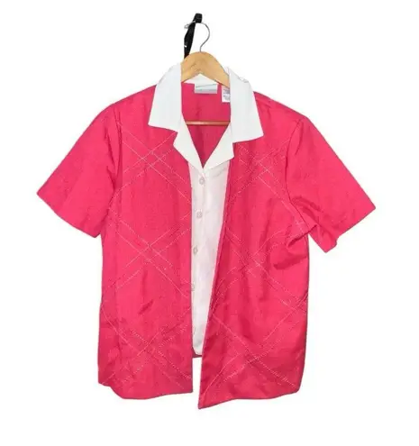 Alfred Dunner Vintage 1990’s Women’s Button Front Top 12 Petite Pink Size 12P