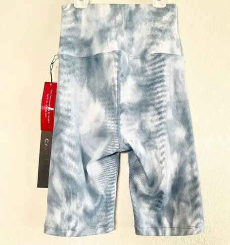 Carbon 38 Blue Tie Dye Ribbed womens Biker Shorts XS