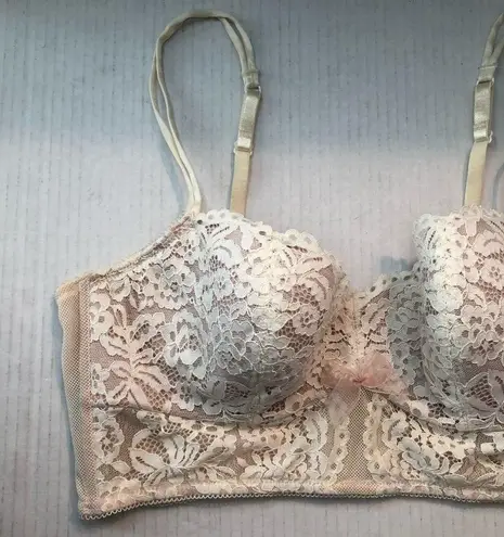 Wacoal B.Tempt'd Bra Women’s Ciao Bella Lace Balconette Longline Bra in Cream Sz L EUC