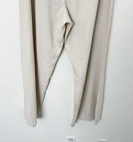 [Sound/Style] Neutral Beige Cream Wide Leg Linen Blend Pleated Trouser Pants 16