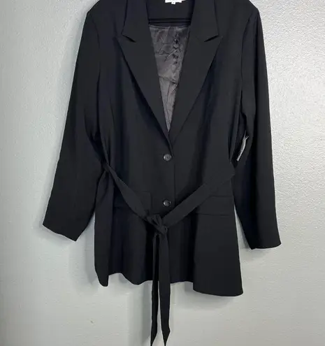 Good American NWT  Trench Blazer Jacket Belted Black 7 Plus Size 4XL