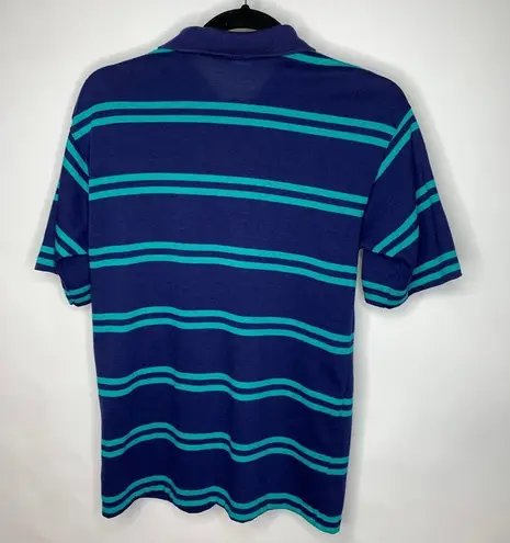 Vintage Navy Blue Green Stripe Polo Sz Small Y2K