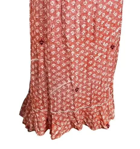 Poupette St. Barth Joe Wrap Maxi Dress Women’s Size Small Floral Orange Ruffle