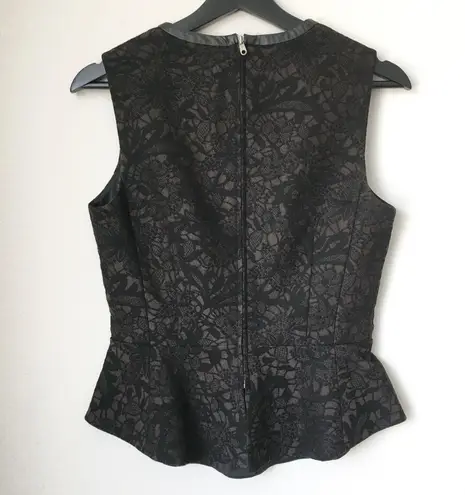 McGinn NWOT Black Brocade Lace Peplum Top