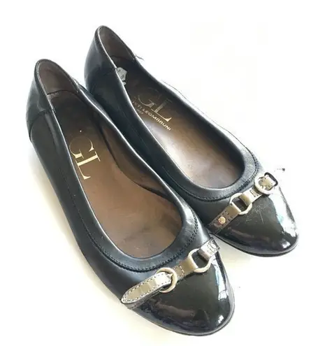 AGL Attilio Giusti Leombruni Black Ballet Flats Size 38 Leather Belted C…