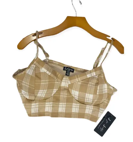 Justify J. For  Plaid Beige and White Bralette NWT Women XL Young Contemporary