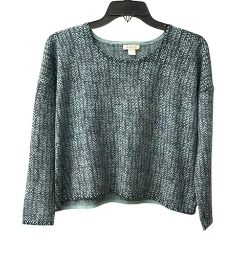 Garnet Hill Garnet Hill Women's Size Small Black Blue Thread Knit Sweater 100% Wool #HH5-4