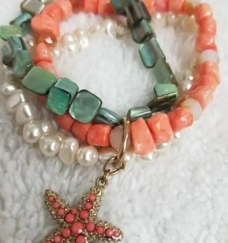 Beachy Stone Stretch Bracelet Orange
