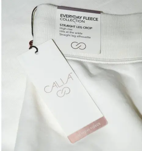 NWT Calia Cream Fleece Pull On Crop Pants Size XXL High Rise Raw Hem Straight