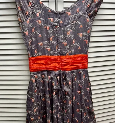 MATA TRADERS Size XS Gray and Orange Dress with Giraffes
