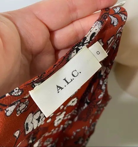 ALC Frank A.L.C Randi Mini Button front Dress Floral print Henna, Black, & White