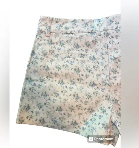 Derek Lam 10 Crosby Mini Blue Floral Shorts in White Size 4