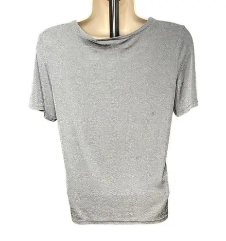 Kathy Ireland Womens Stretch Travel Silver Shirt Shimmer Blouse No Iron Size M Vintage u