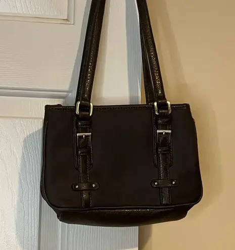 Etienne Aigner Small Vintage Dark Brown Women's Bag with Pebbled Leather Trim